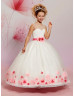 Illusion Neck Tulle Long Flower Girl Dress Cheap Kids Dress